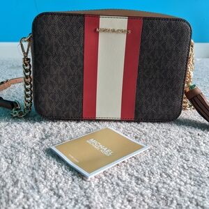 Michael Kors Brown and Red Crossbody Bag